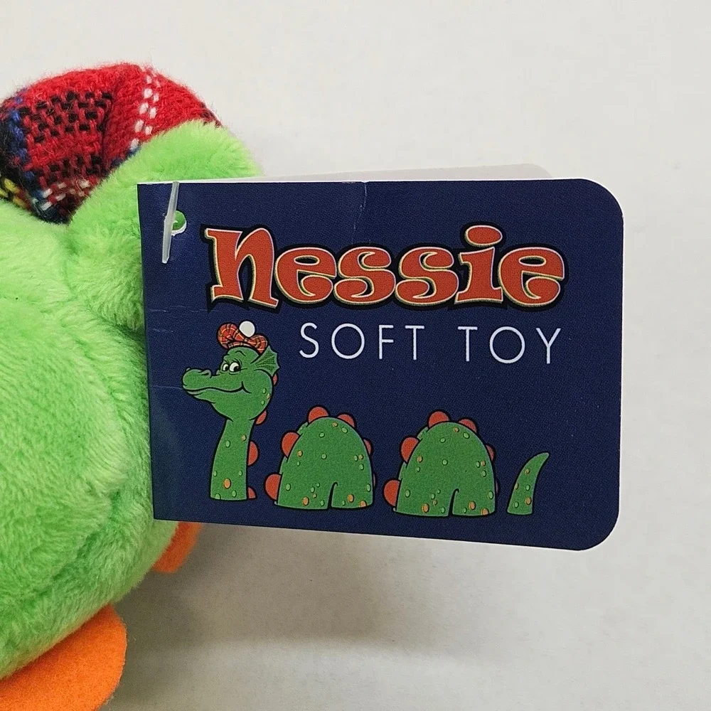 Nessie Plush Toy Dragon Scottish Tartan Hat Green Orange Soft Stuffed Animal 11